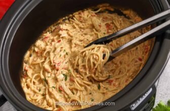 Crockpot Rooster Spaghetti